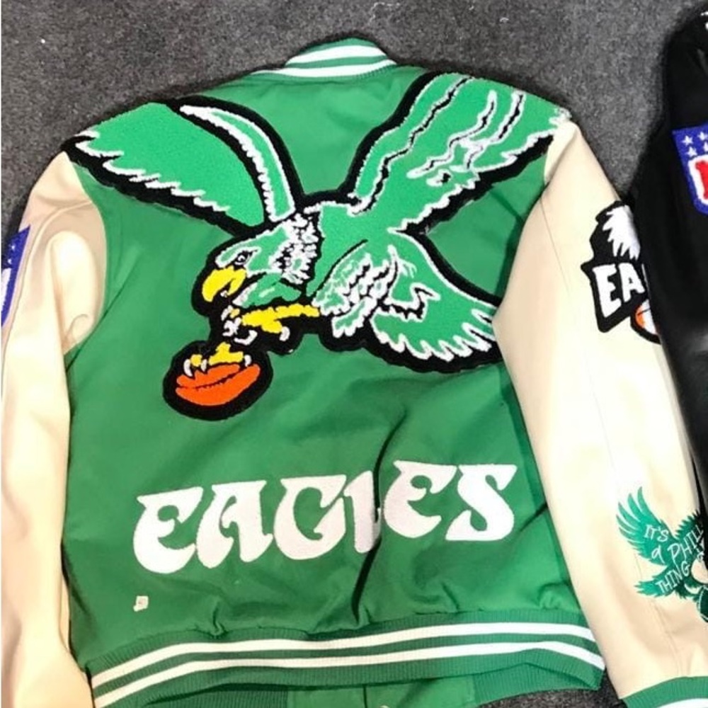 NFL Eagles Green and Cream Bomber Jacket